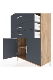 Hyperion Dolap Tek Raflı 3 Çekmeceli 2 Kapaklı 88x44x134 - S51M024V8B