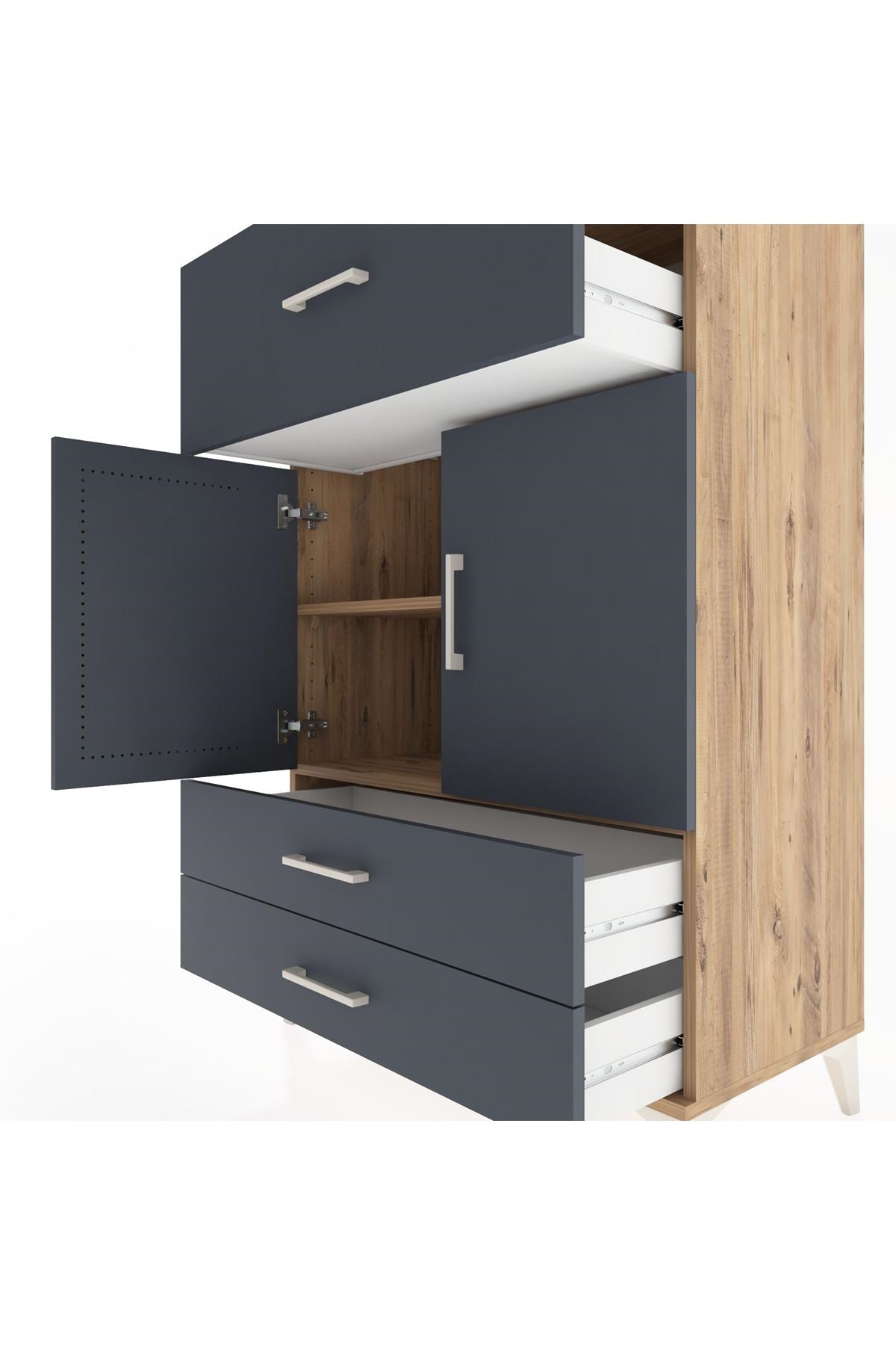Hyperion Dolap 2 Raflı 3 Çekmeceli 2 Kapaklı 88x44x134 - S51M026V8B