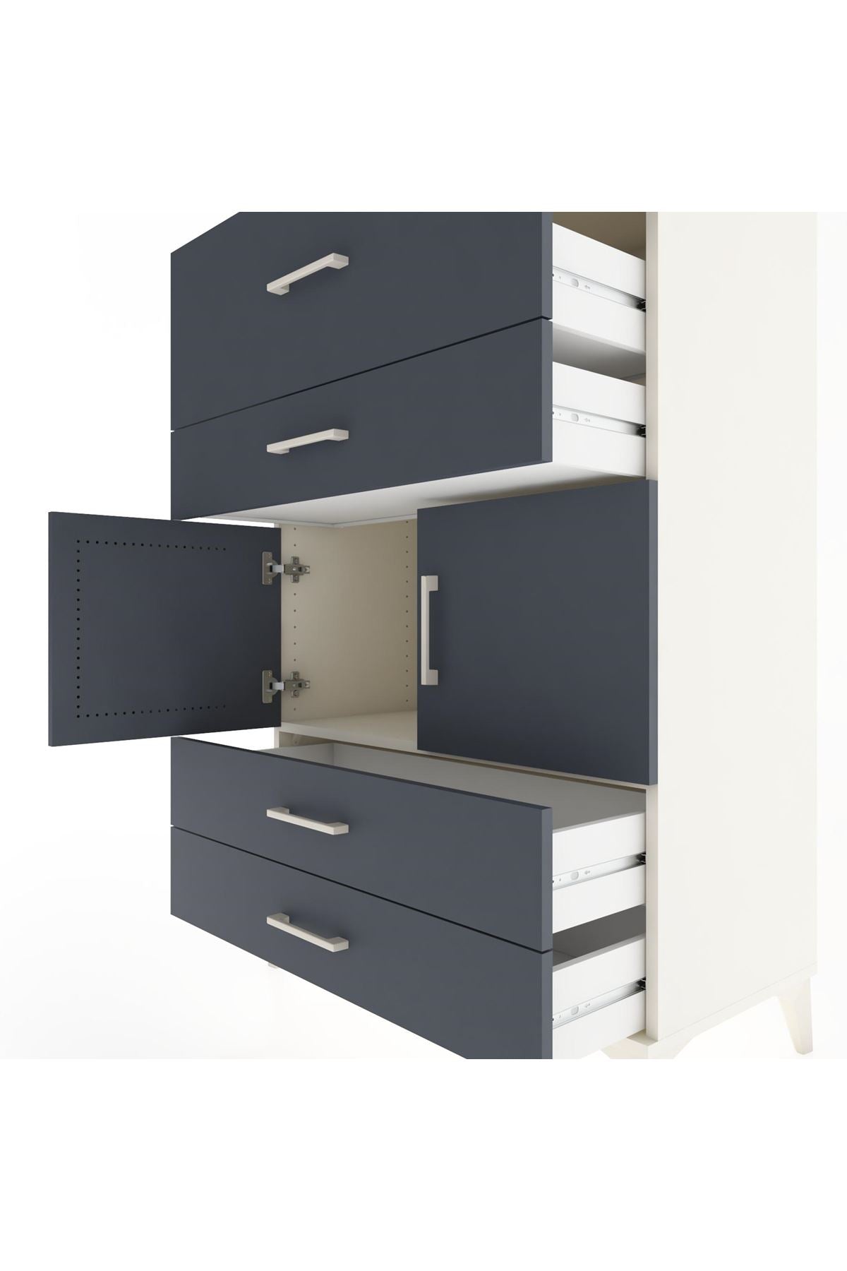Hyperion Dolap Tek Raflı 4 Çekmeceli 2 Kapaklı 88x44x134 - S51M027V2B