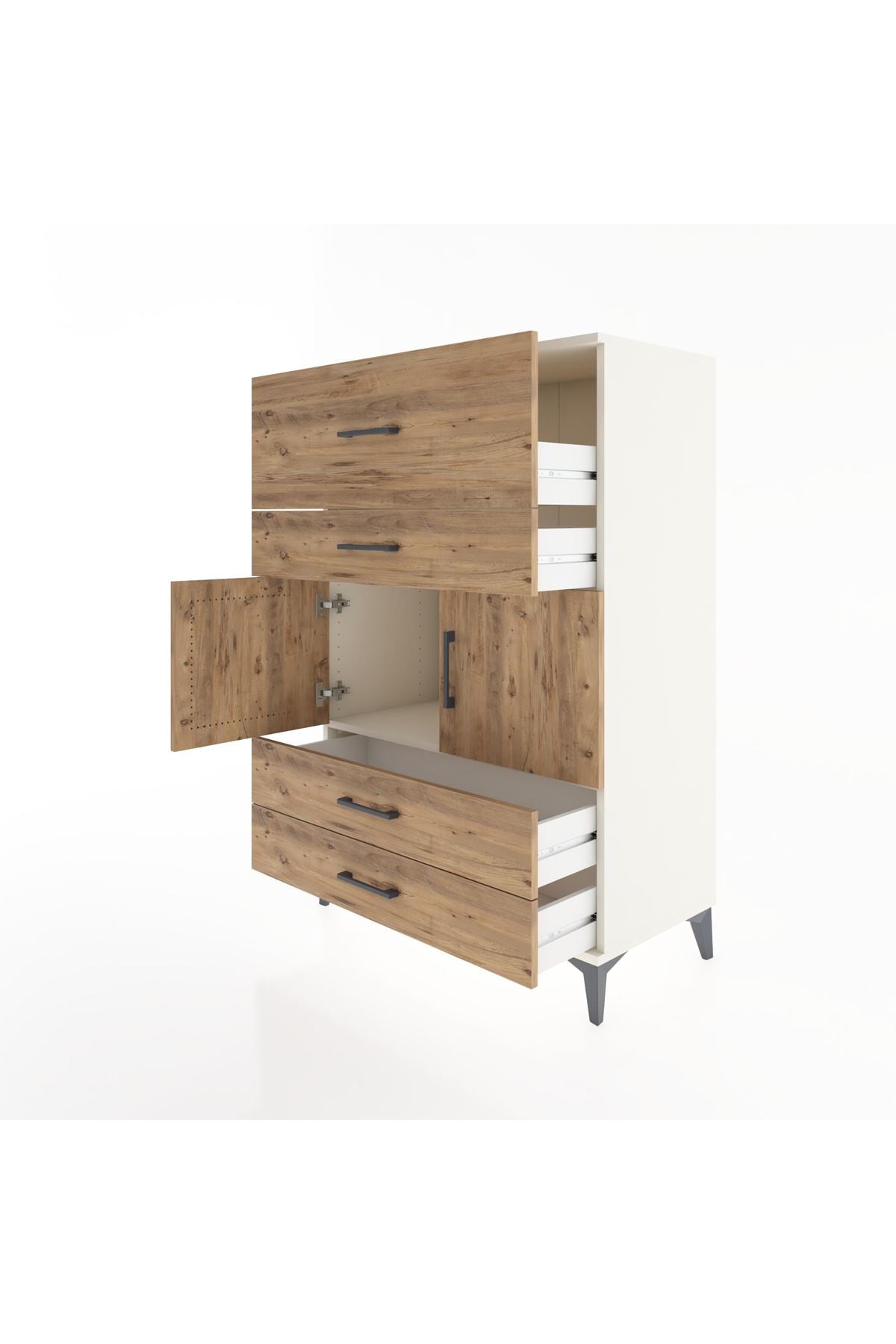 Hyperion Dolap Tek Raflı 4 Çekmeceli 2 Kapaklı 88x44x134 - S51M027V3B