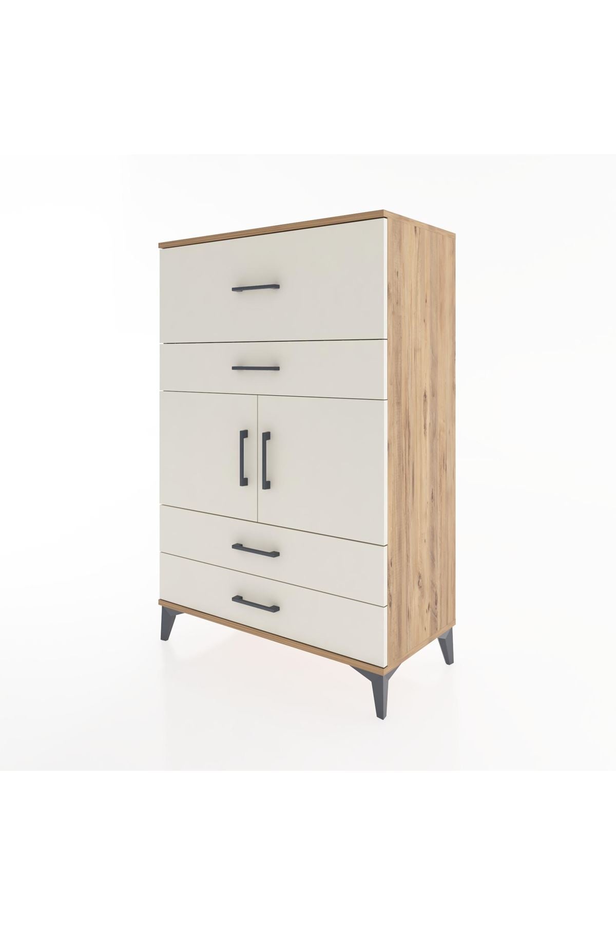Hyperion Dolap Tek Raflı 4 Çekmeceli 2 Kapaklı 88x44x134 - S51M027V7B