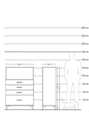 Hyperion Dolap Tek Raflı 4 Çekmeceli 88x44x134 - S51M031V3B