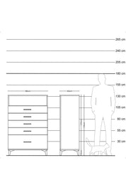 Hyperion Dolap Tek Raflı 5 Çekmeceli 88x44x134 - S51M032V6B