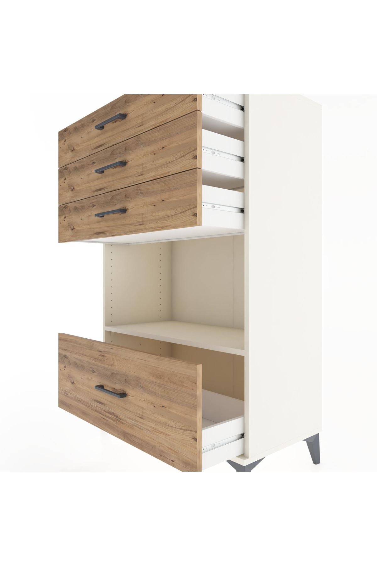 Hyperion Dolap Tek Raflı 4 Çekmeceli 88x44x134 - S51M033V3B