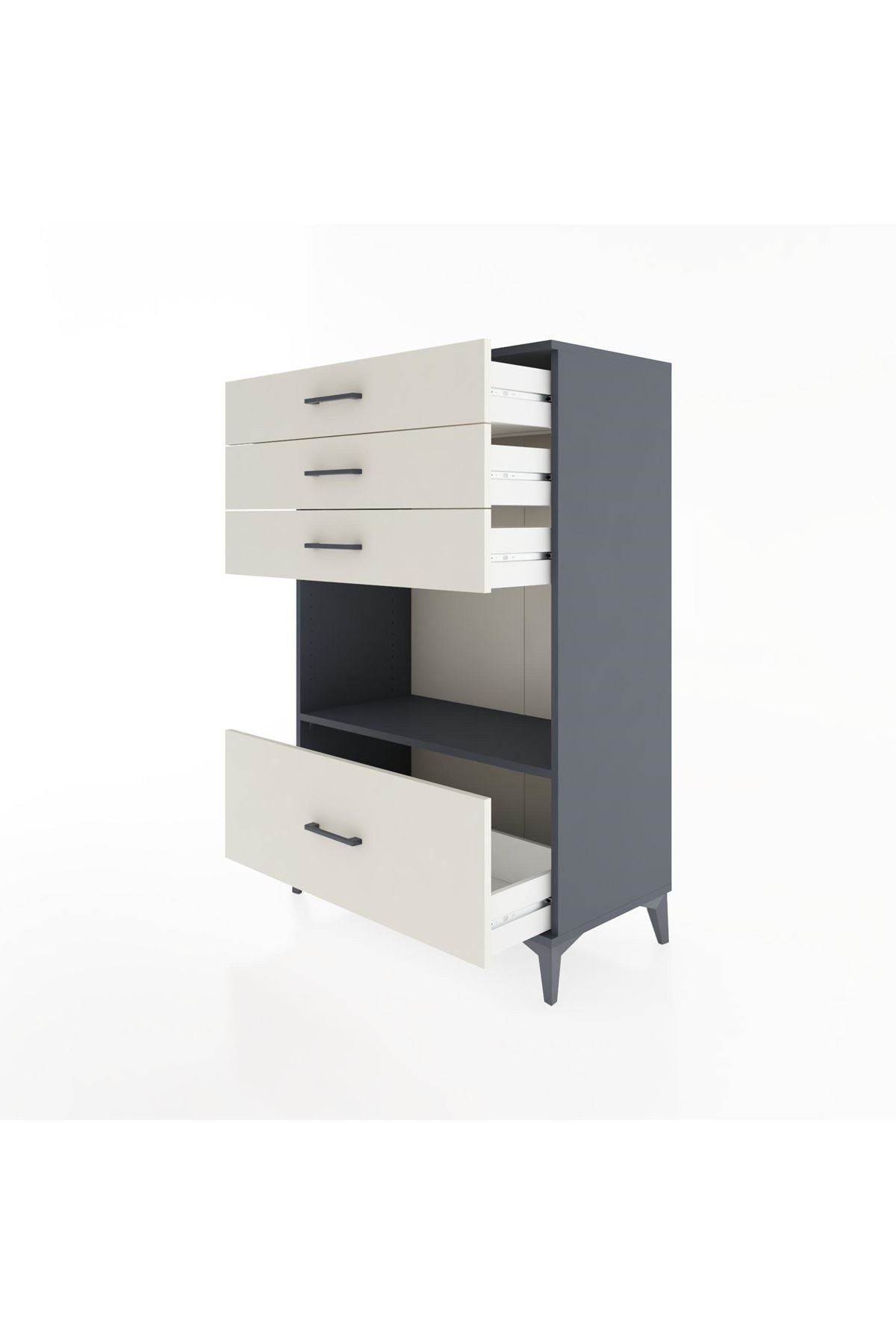 Hyperion Dolap Tek Raflı 4 Çekmeceli 88x44x134 - S51M033V4B
