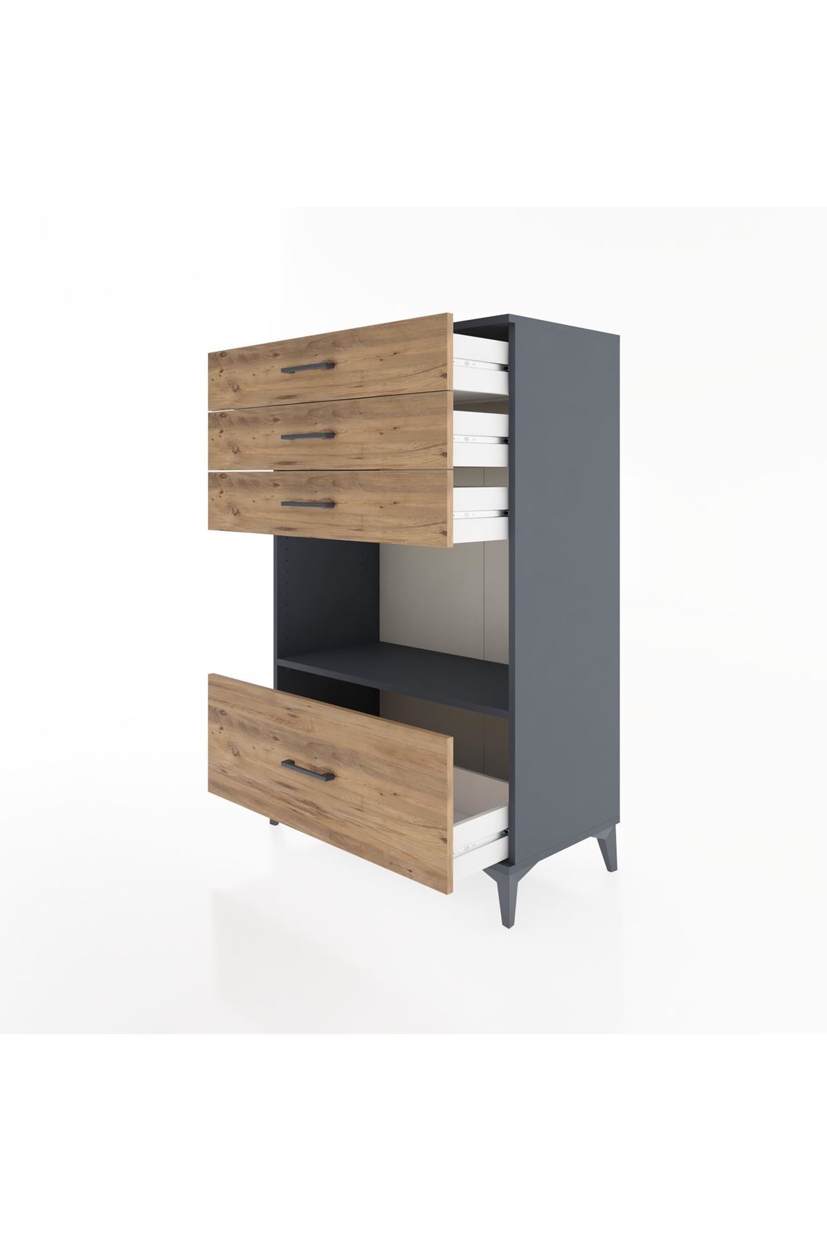 Hyperion Dolap Tek Raflı 4 Çekmeceli 88x44x134 - S51M033V6B