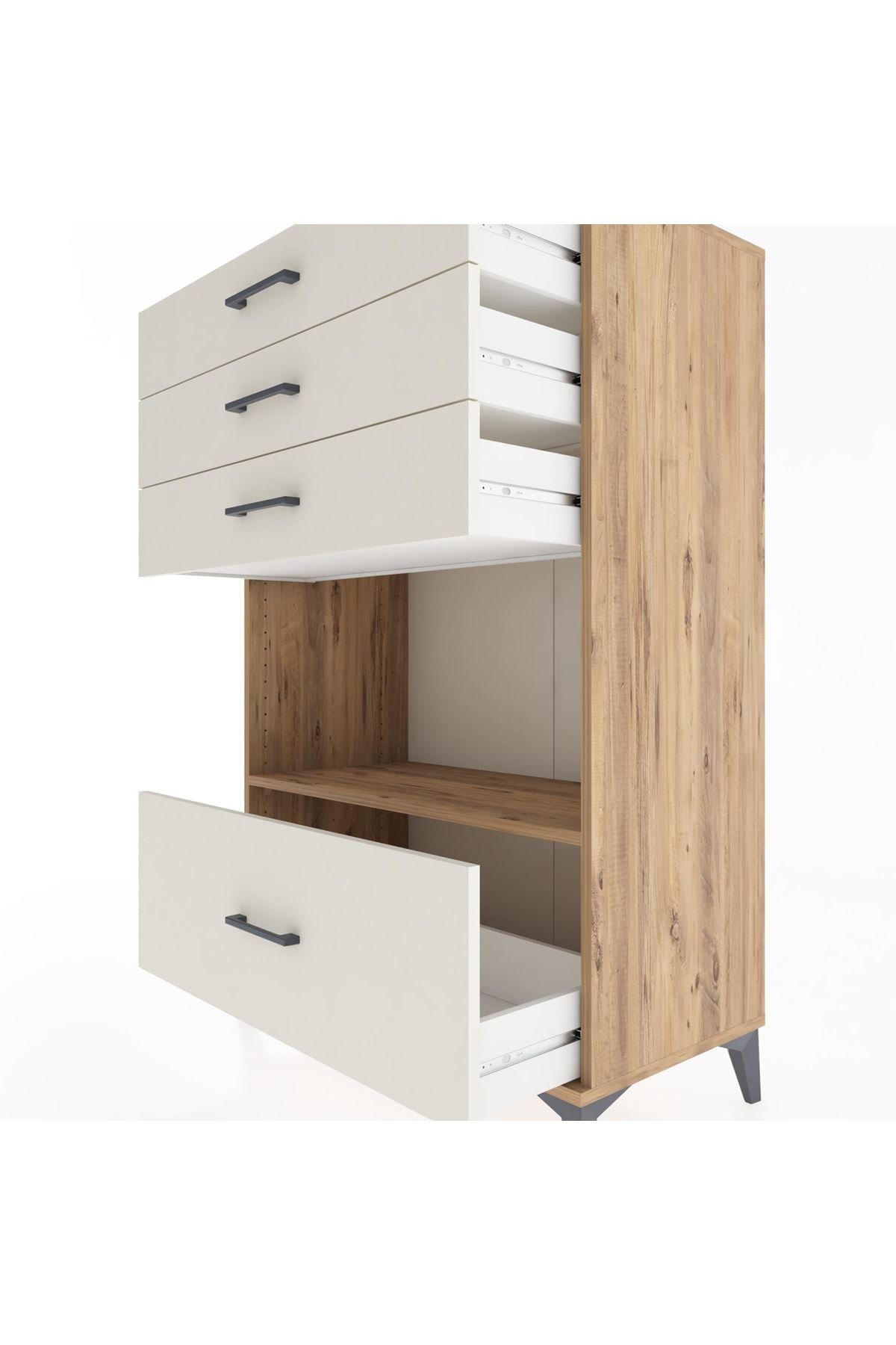 Hyperion Dolap Tek Raflı 4 Çekmeceli 88x44x134 - S51M033V7B