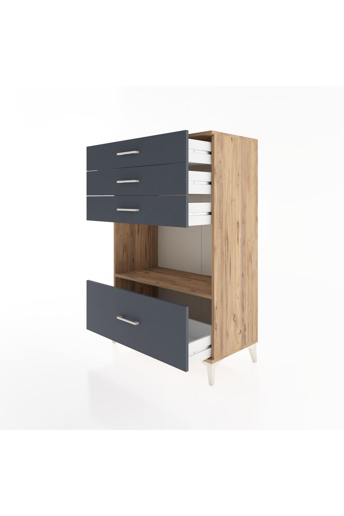 Hyperion Dolap Tek Raflı 4 Çekmeceli 88x44x134 - S51M033V8B