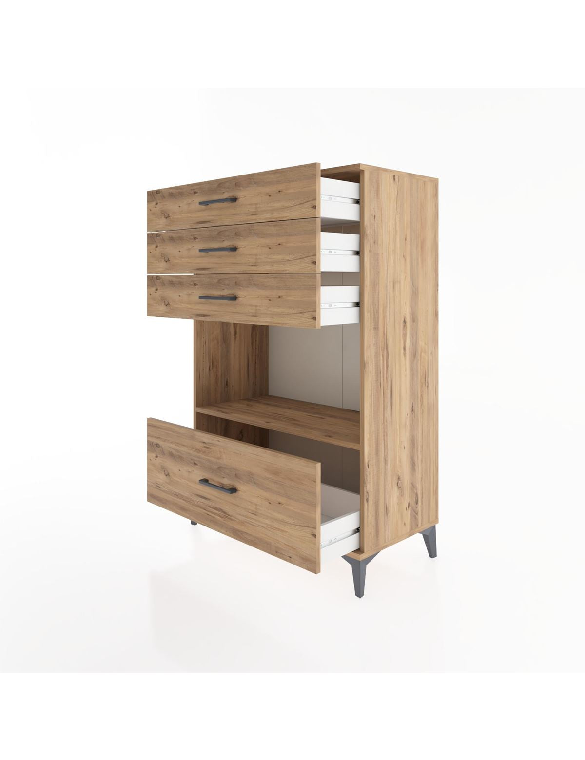 Hyperion Dolap Tek Raflı 4 Çekmeceli 88x44x134 - S51M033V9B