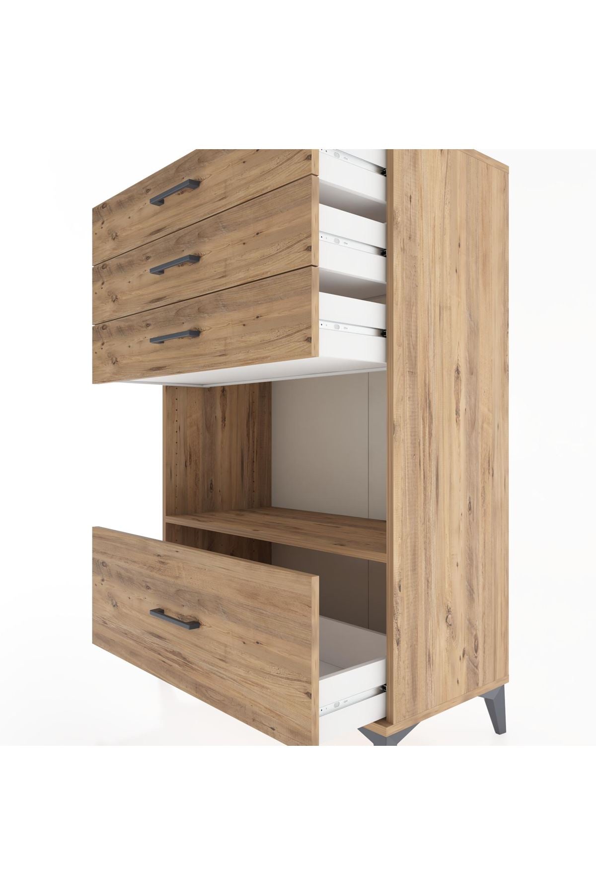 Hyperion Dolap Tek Raflı 4 Çekmeceli 88x44x134 - S51M033V9B