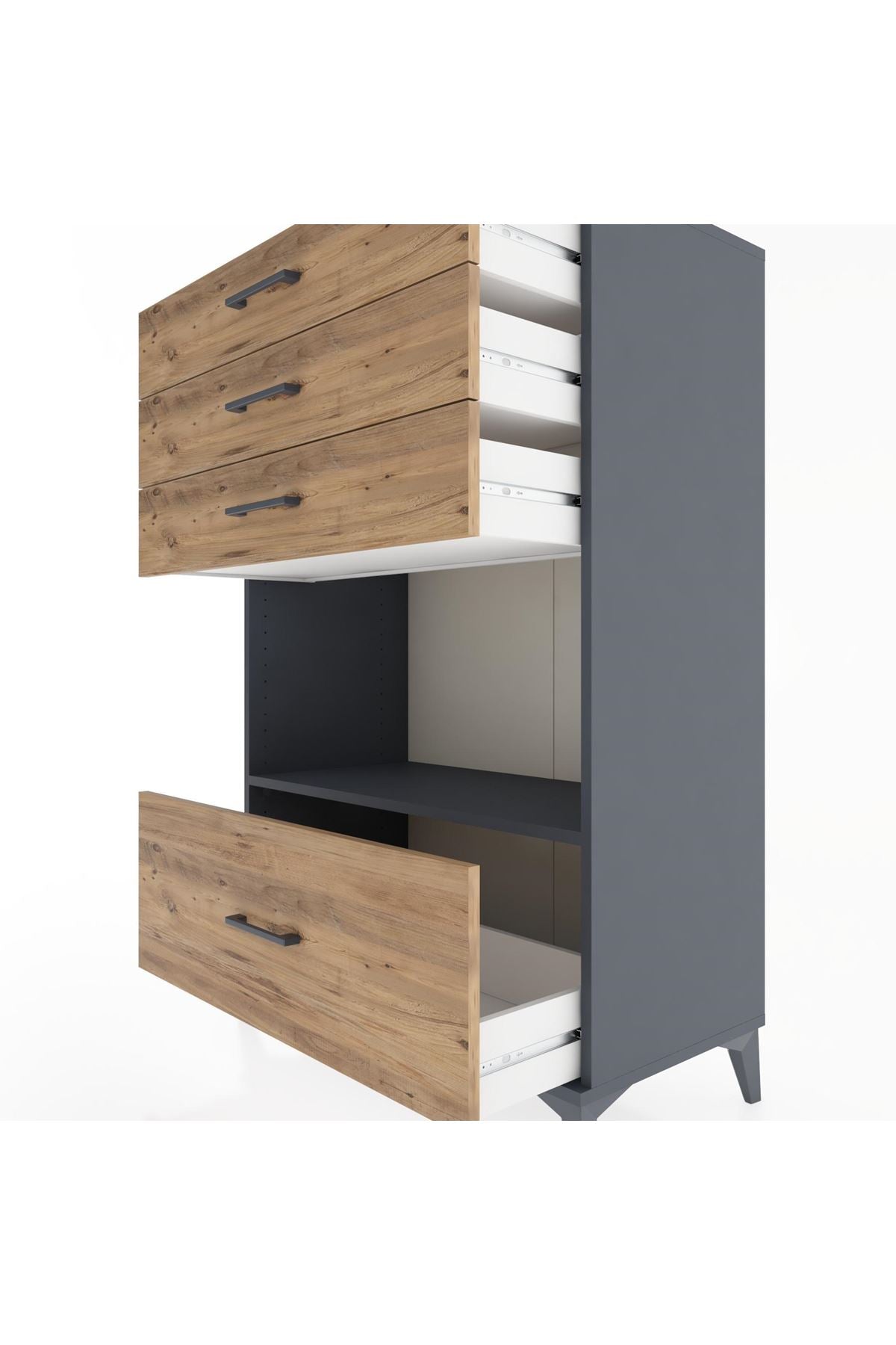 Hyperion Dolap Tek Raflı 4 Çekmeceli 88x44x134 - S51M034V6B