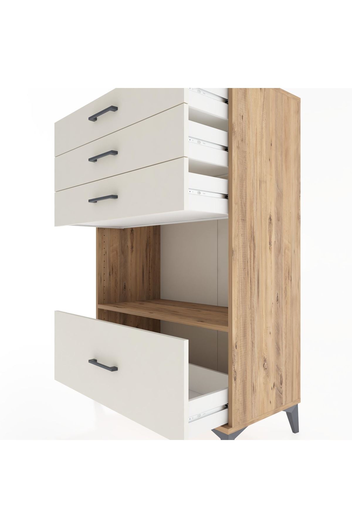 Hyperion Dolap Tek Raflı 4 Çekmeceli 88x44x134 - S51M034V7B