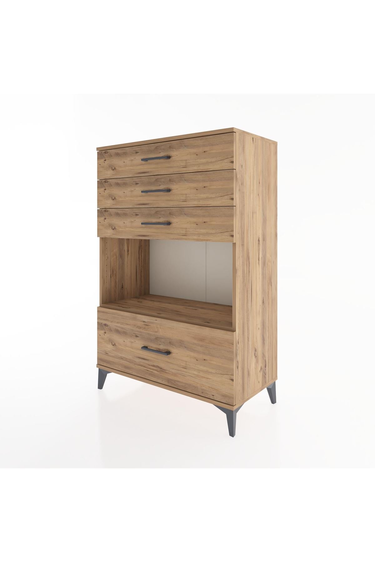Hyperion Dolap Tek Raflı 4 Çekmeceli 88x44x134 - S51M034V9B