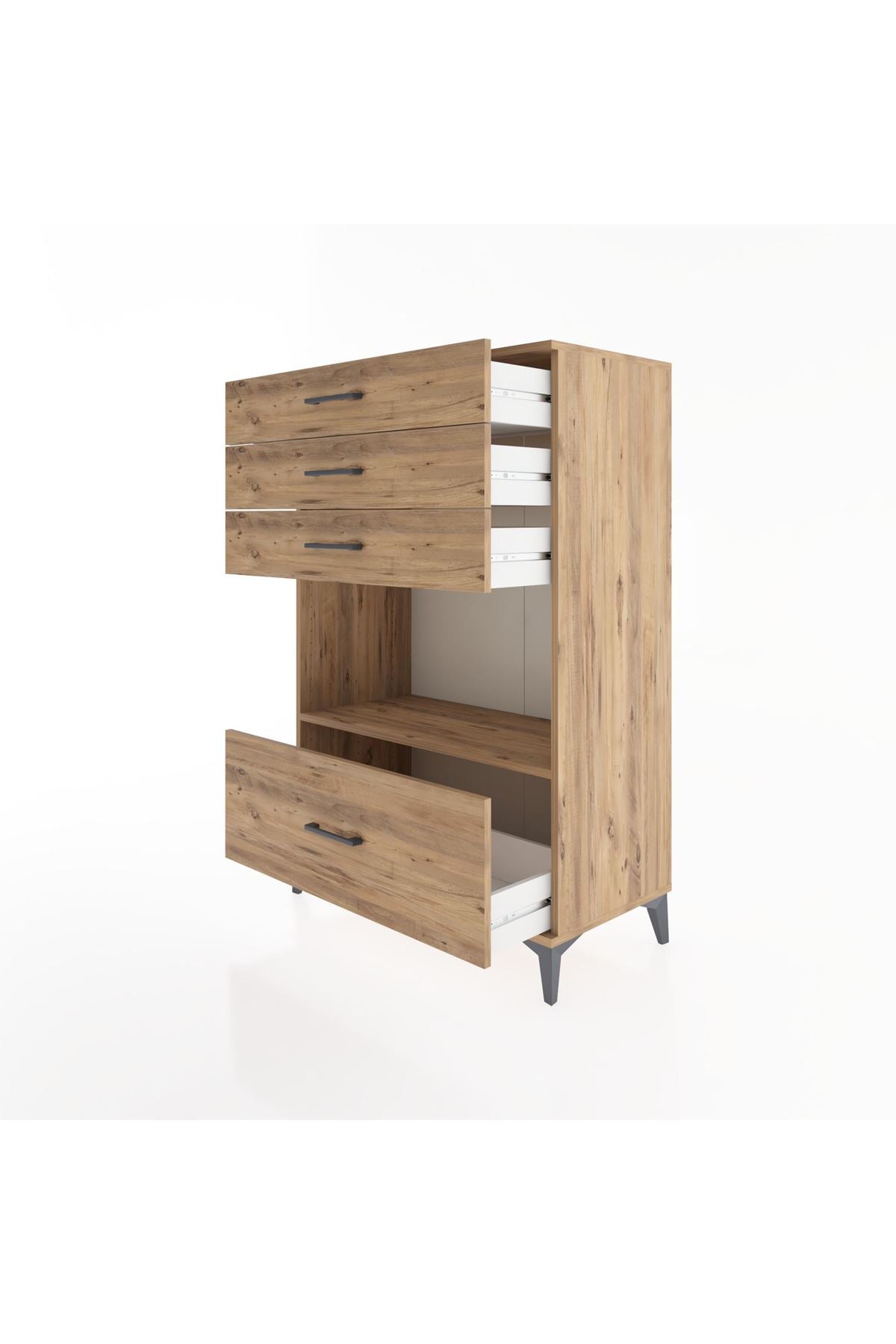 Hyperion Dolap Tek Raflı 4 Çekmeceli 88x44x134 - S51M034V9B