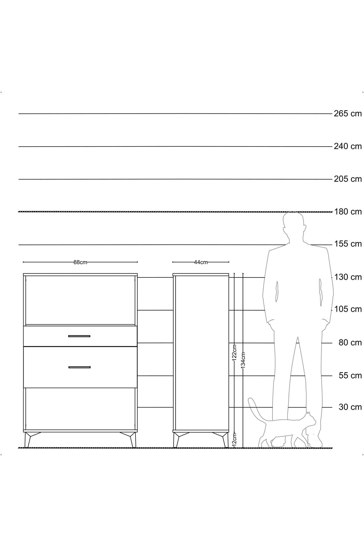 Hyperion Dolap Tek Raflı 2 Çekmeceli 88x44x134 - S51M036V4B