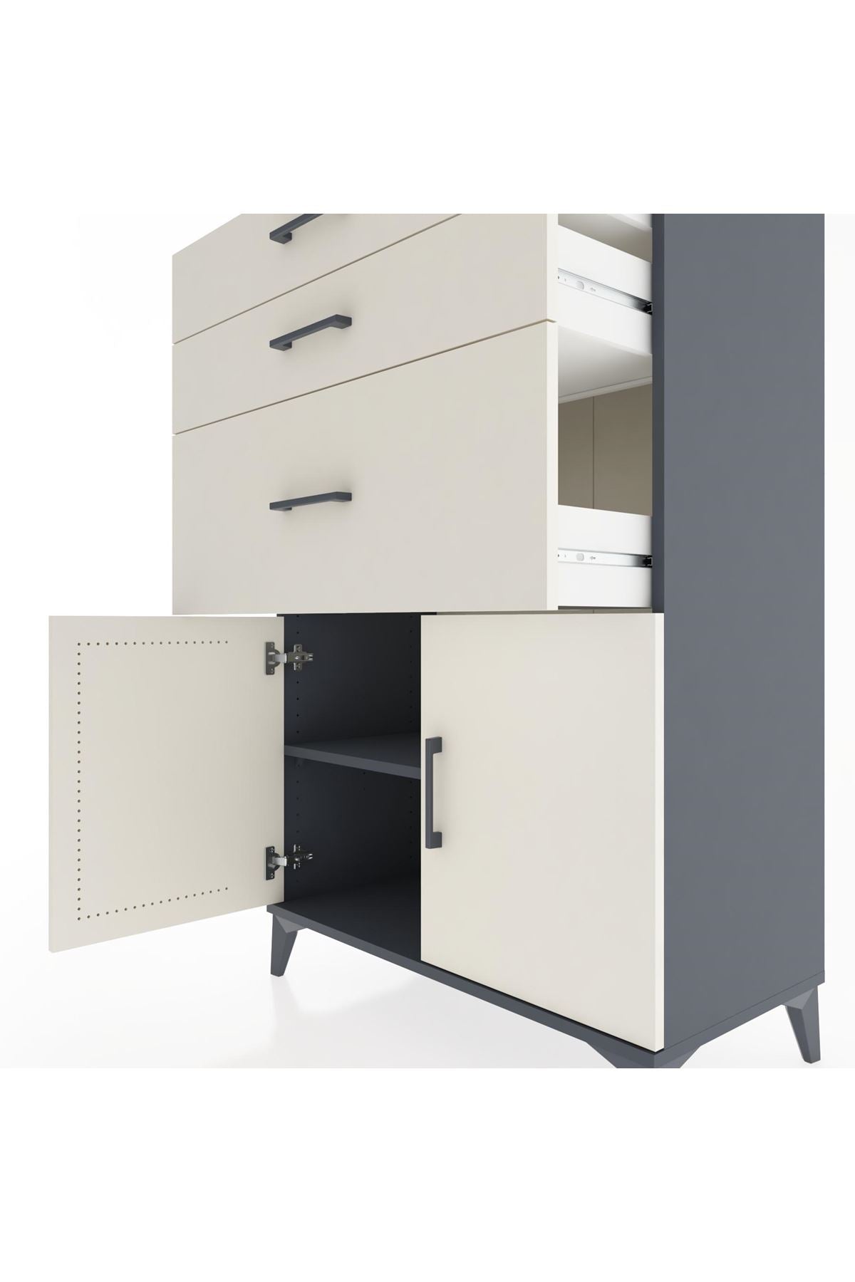 Hyperion Dolap Tek Raflı 3 Çekmeceli 2 Kapaklı 88x44x134 - S51M003V4B