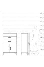 Hyperion Dolap Tek Raflı 3 Çekmeceli 2 Kapaklı 88x44x134 - S51M003V4B