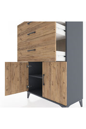 Hyperion Dolap Tek Raflı 3 Çekmeceli 2 Kapaklı 88x44x134 - S51M003V6B