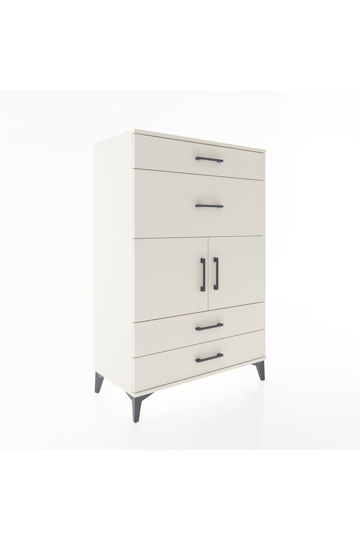 Hyperion Dolap Tek Raflı 4 Çekmeceli 2 Kapaklı 88x44x134 - S51M005V1B