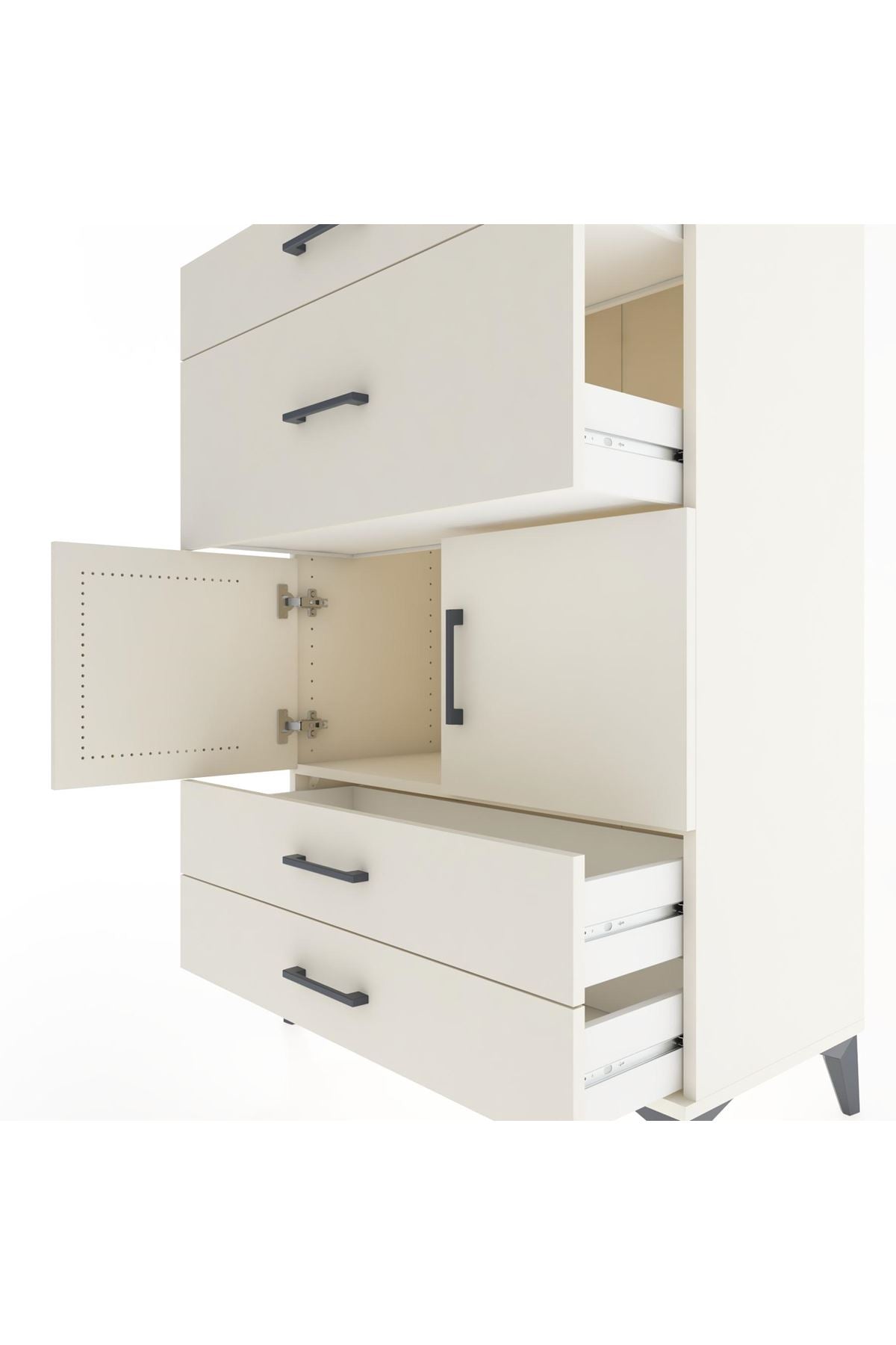 Hyperion Dolap Tek Raflı 4 Çekmeceli 2 Kapaklı 88x44x134 - S51M005V1B