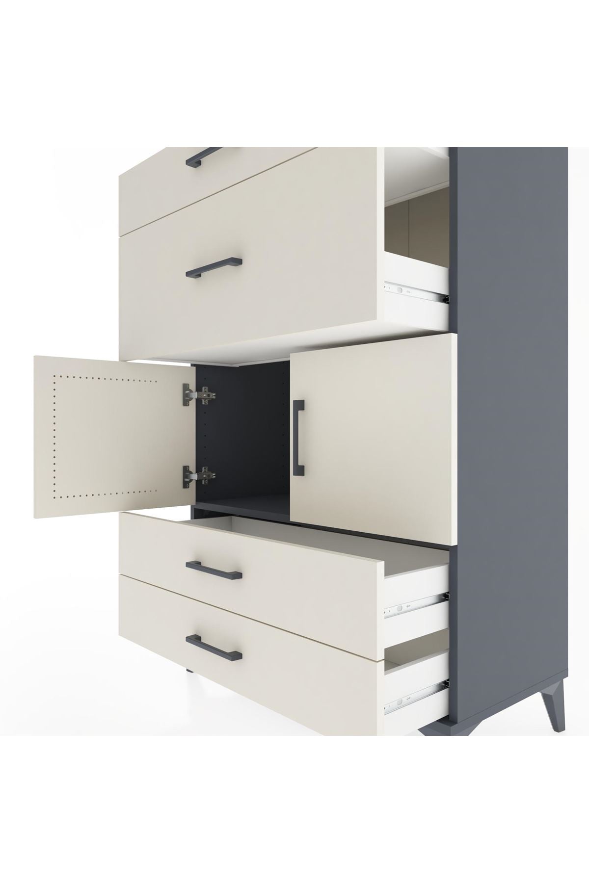 Hyperion Dolap Tek Raflı 4 Çekmeceli 2 Kapaklı 88x44x134 - S51M005V4B