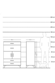Hyperion Dolap Tek Raflı 4 Çekmeceli 2 Kapaklı 88x44x134 - S51M005V4B
