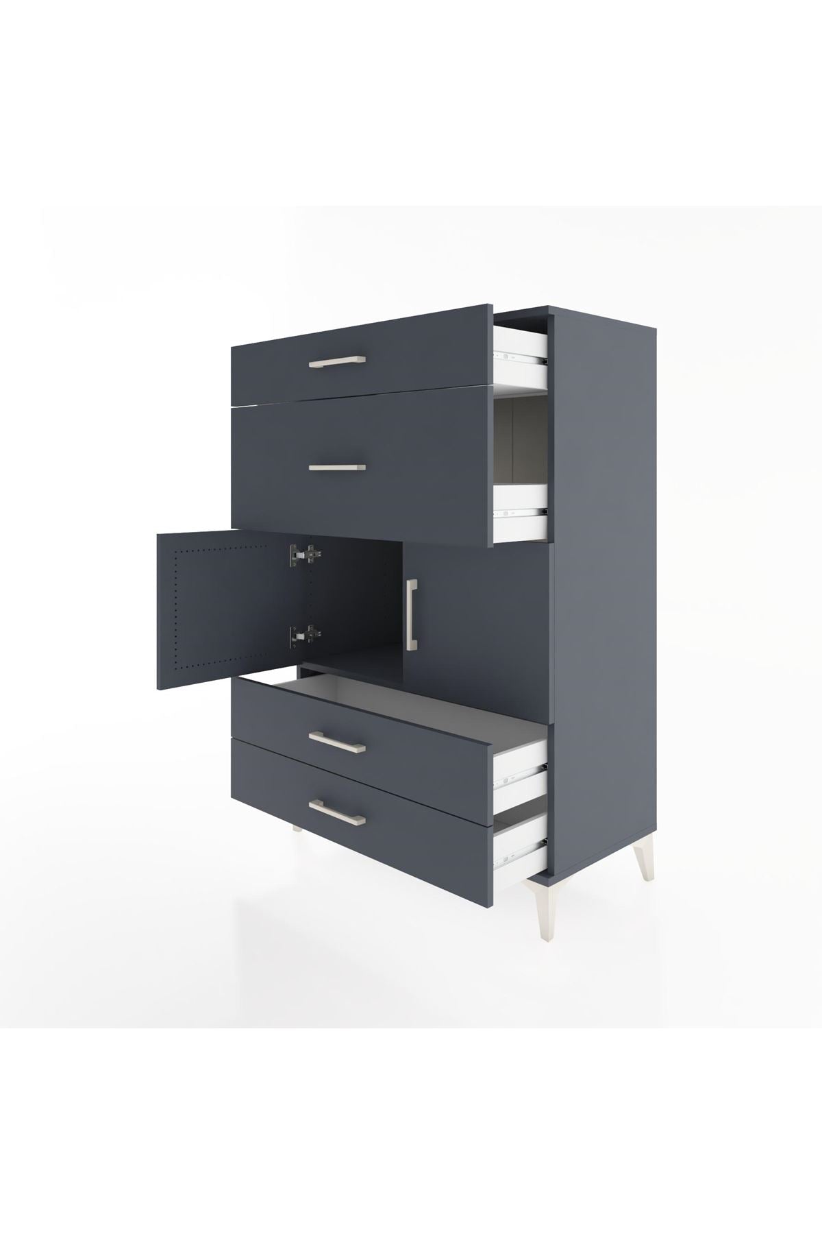 Hyperion Dolap Tek Raflı 4 Çekmeceli 2 Kapaklı 88x44x134 - S51M005V5B