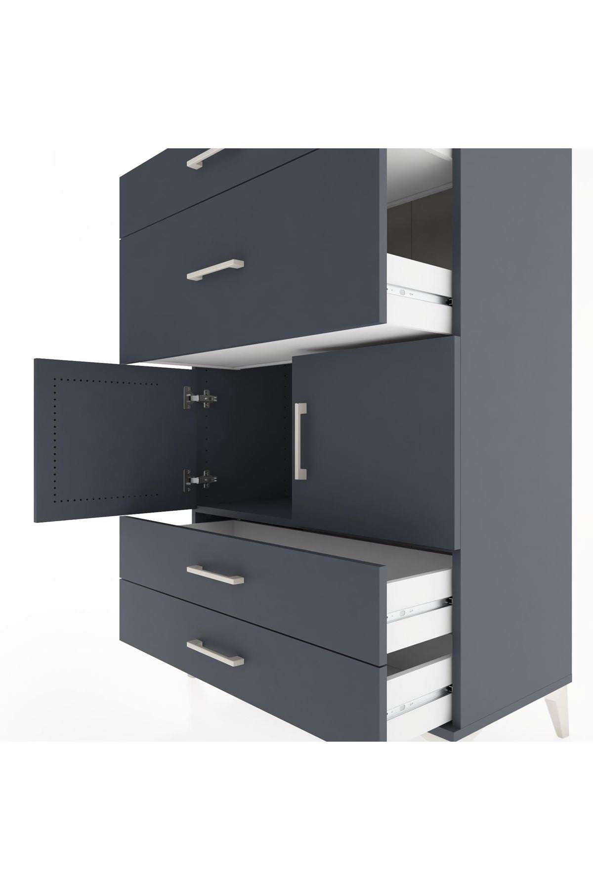 Hyperion Dolap Tek Raflı 4 Çekmeceli 2 Kapaklı 88x44x134 - S51M005V5B