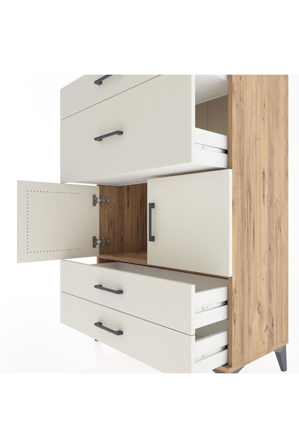Hyperion Dolap Tek Raflı 4 Çekmeceli 2 Kapaklı 88x44x134 - S51M005V7B