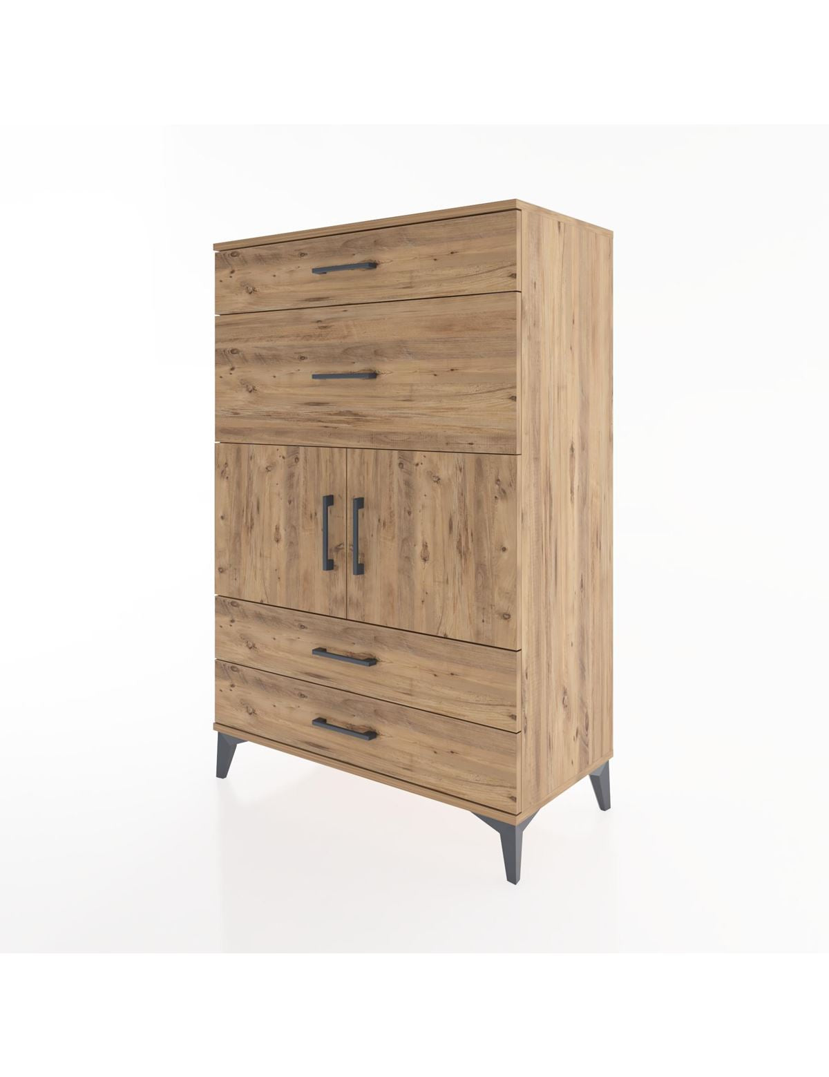 Hyperion Dolap Tek Raflı 4 Çekmeceli 2 Kapaklı 88x44x134 - S51M005V9B