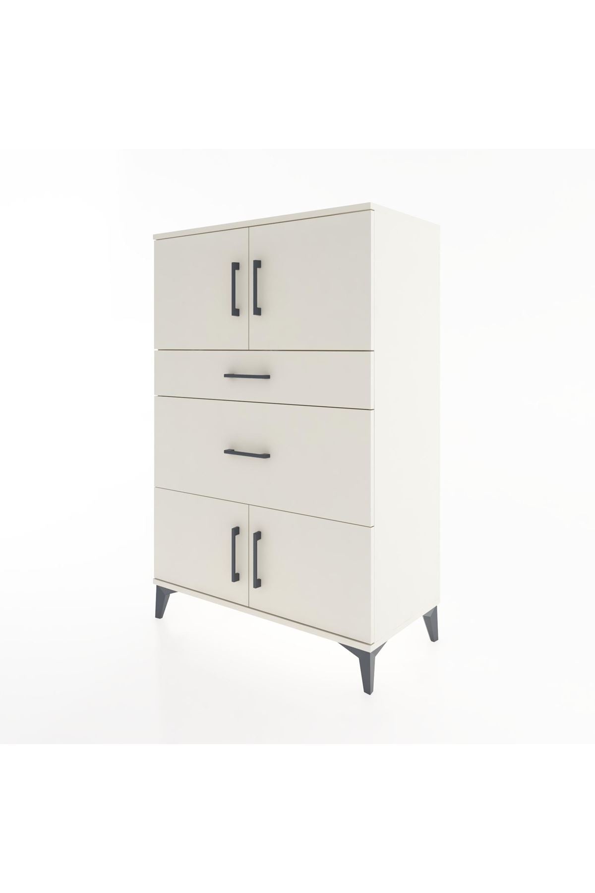 Hyperion Dolap Tek Raflı 2 Çekmeceli 4 Kapaklı 88x44x134 - S51M007V1B