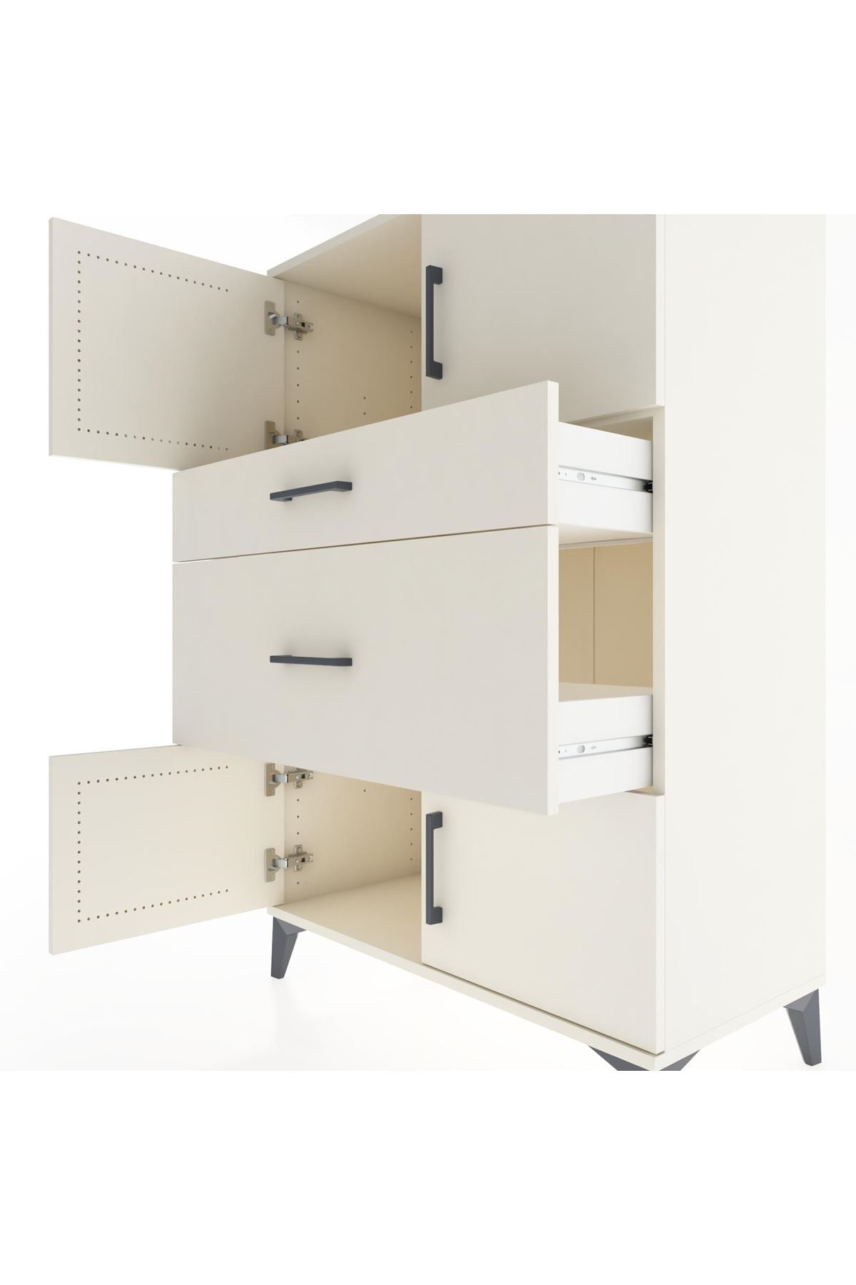 Hyperion Dolap Tek Raflı 2 Çekmeceli 4 Kapaklı 88x44x134 - S51M007V1B