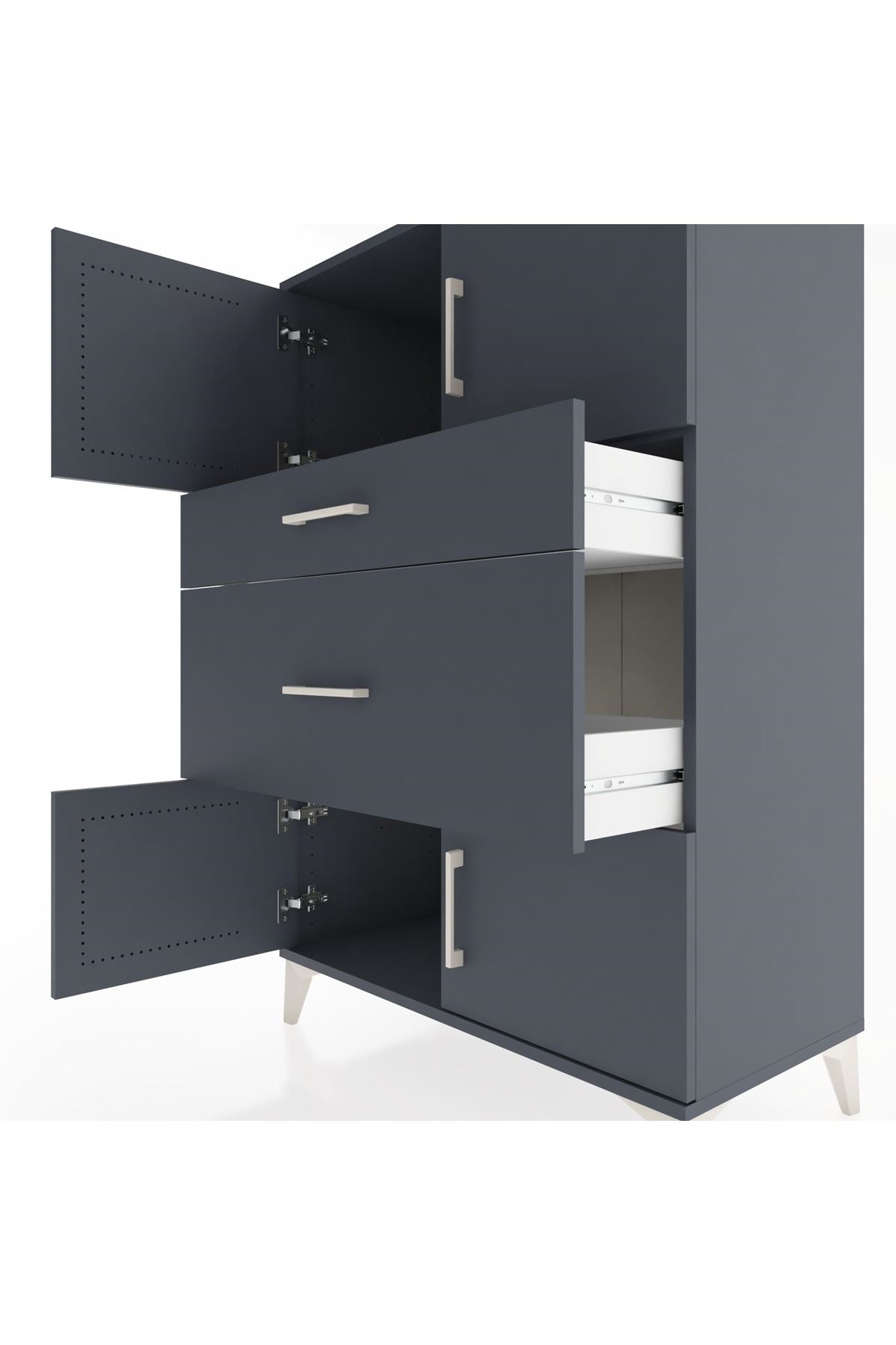 Hyperion Dolap Tek Raflı 2 Çekmeceli 4 Kapaklı 88x44x134 - S51M007V5B