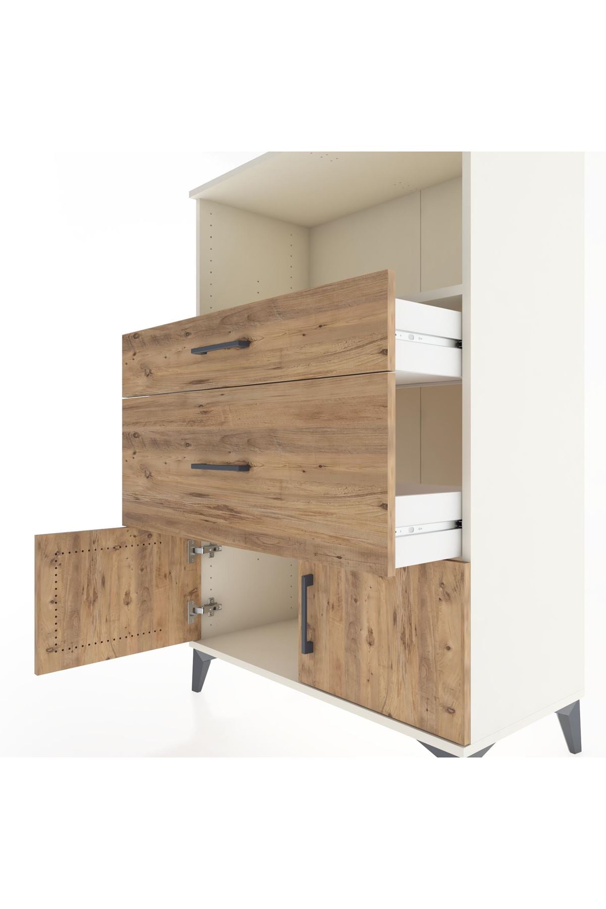 Hyperion Dolap Tek Raflı 2 Çekmeceli 2 Kapaklı 88x44x134 - S51M008V3B