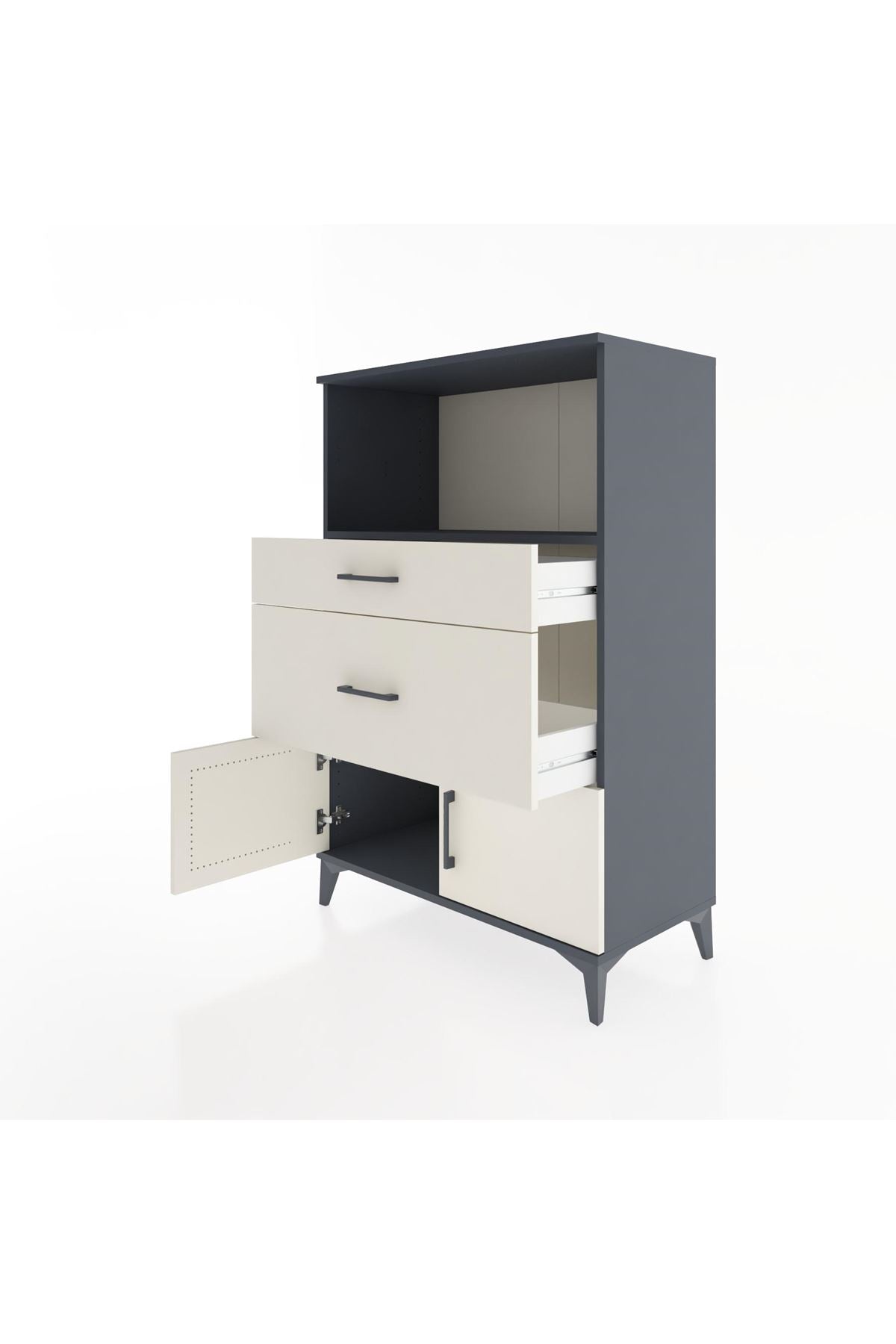 Hyperion Dolap Tek Raflı 2 Çekmeceli 2 Kapaklı 88x44x134 - S51M008V4B