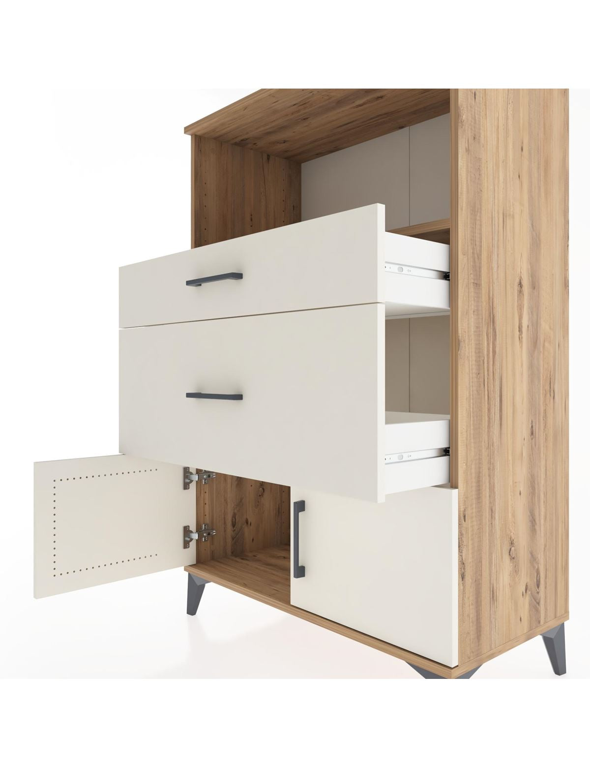 Hyperion Dolap Tek Raflı 2 Çekmeceli 2 Kapaklı 88x44x134 - S51M008V7B