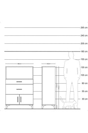 Hyperion Dolap Tek Raflı 2 Çekmeceli 2 Kapaklı 88x44x134 - S51M008V8B