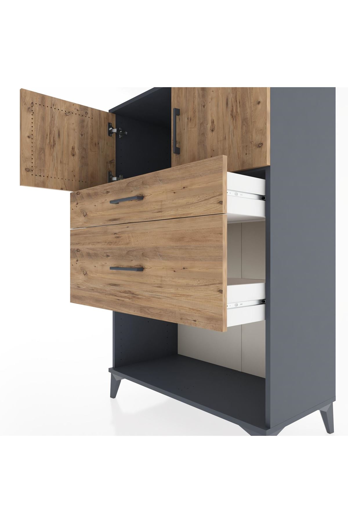 Hyperion Dolap Tek Raflı 2 Çekmeceli 2 Kapaklı 88x44x134 - S51M009V6B