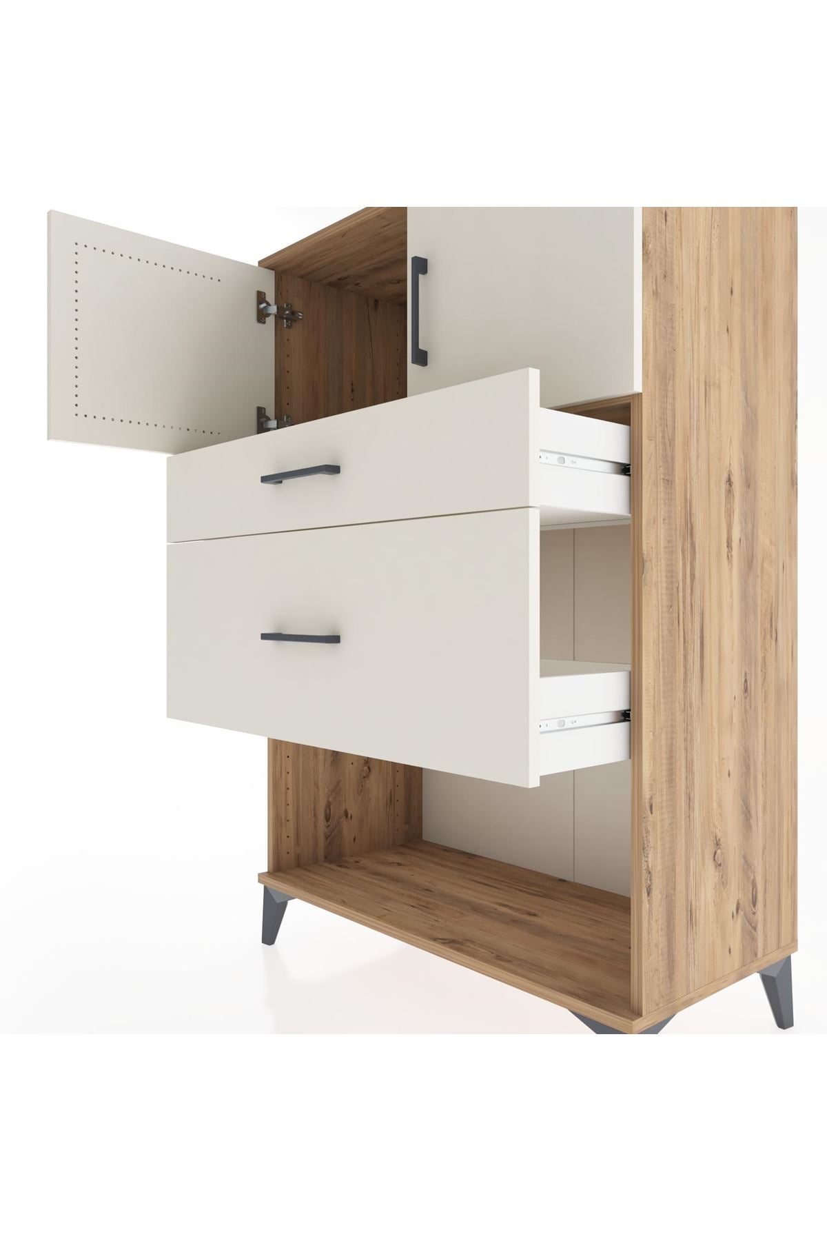 Hyperion Dolap Tek Raflı 2 Çekmeceli 2 Kapaklı 88x44x134 - S51M009V7B