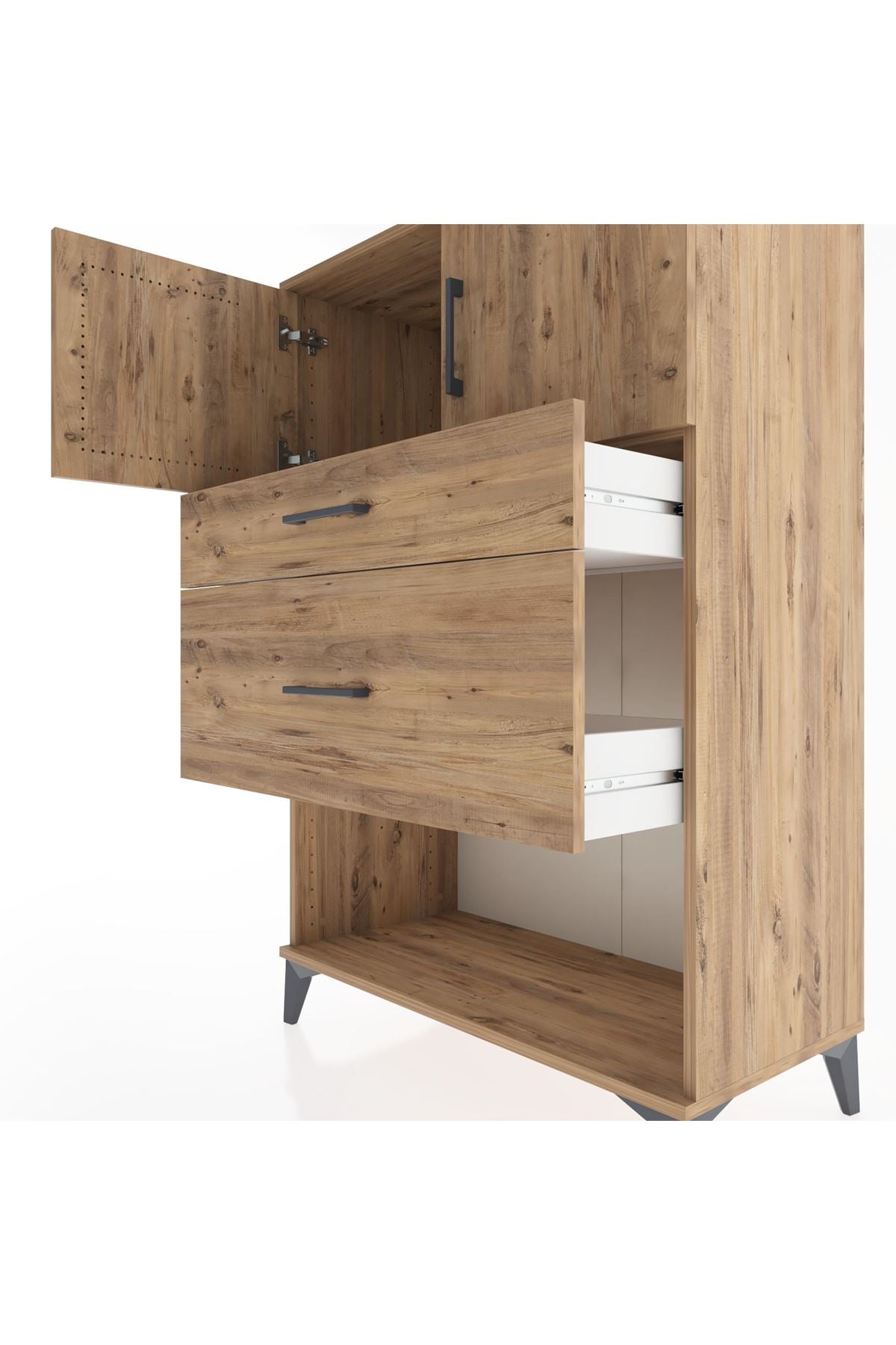 Hyperion Dolap Tek Raflı 2 Çekmeceli 2 Kapaklı 88x44x134 - S51M009V9B