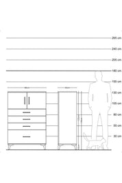 Hyperion Dolap Tek Raflı 4 Çekmeceli 2 Kapaklı 88x44x134 - S51M012V4B