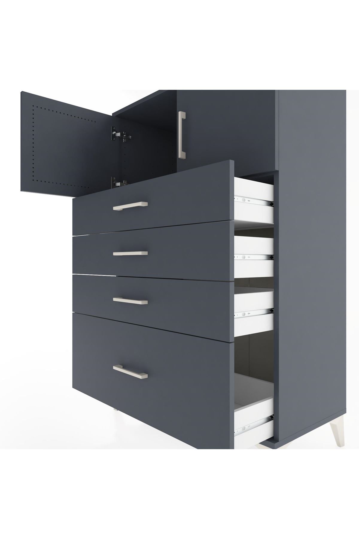 Hyperion Dolap Tek Raflı 4 Çekmeceli 2 Kapaklı 88x44x134 - S51M012V5B