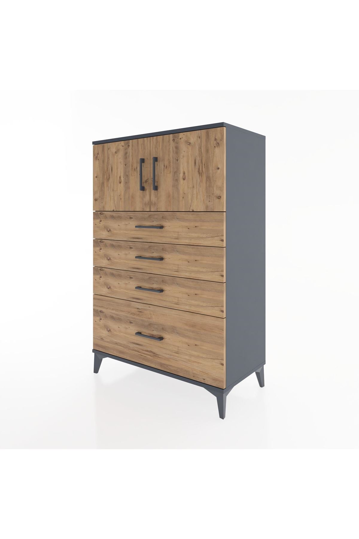 Hyperion Dolap Tek Raflı 4 Çekmeceli 2 Kapaklı 88x44x134 - S51M012V6B