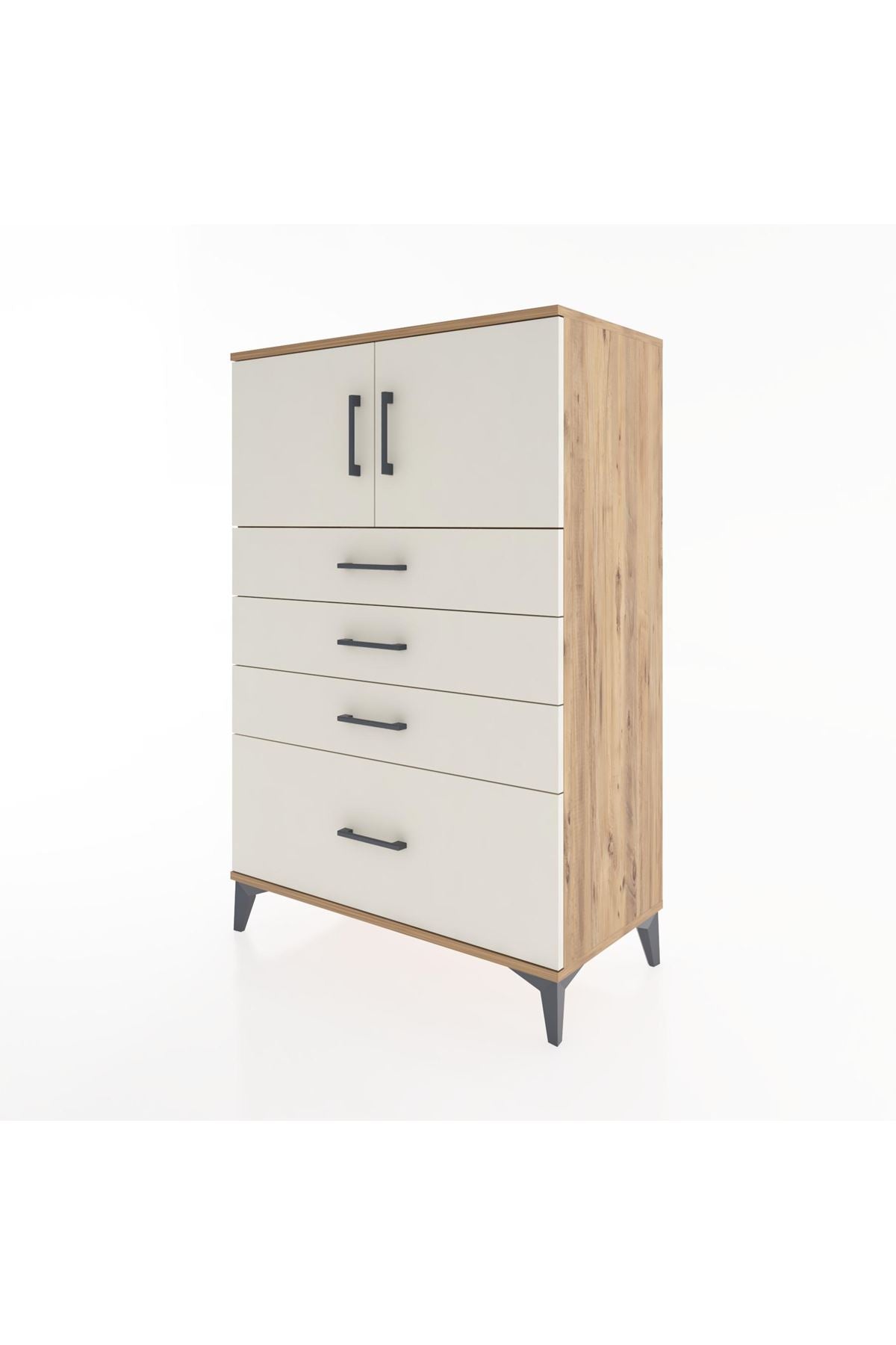 Hyperion Dolap Tek Raflı 4 Çekmeceli 2 Kapaklı 88x44x134 - S51M012V7B