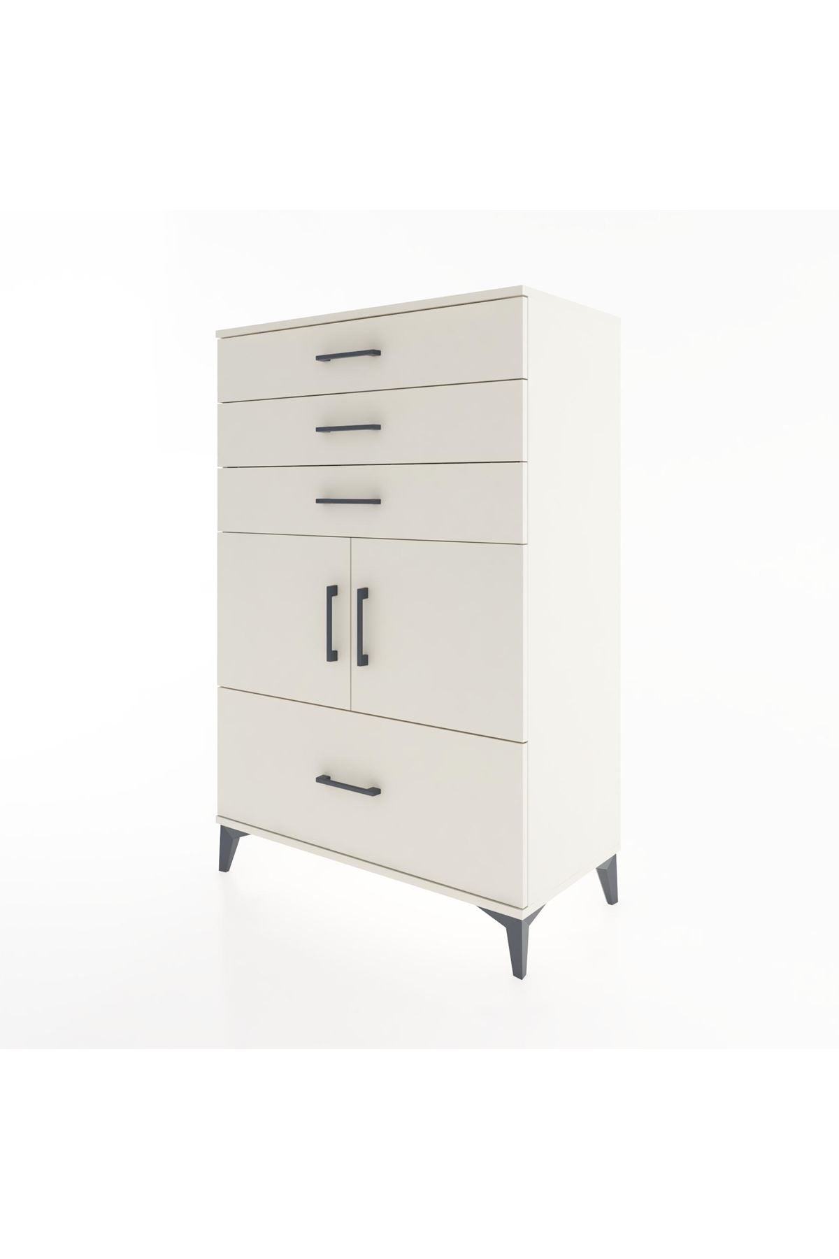 Hyperion Dolap Tek Raflı 4 Çekmeceli 2 Kapaklı 88x44x134 - S51M015V1B