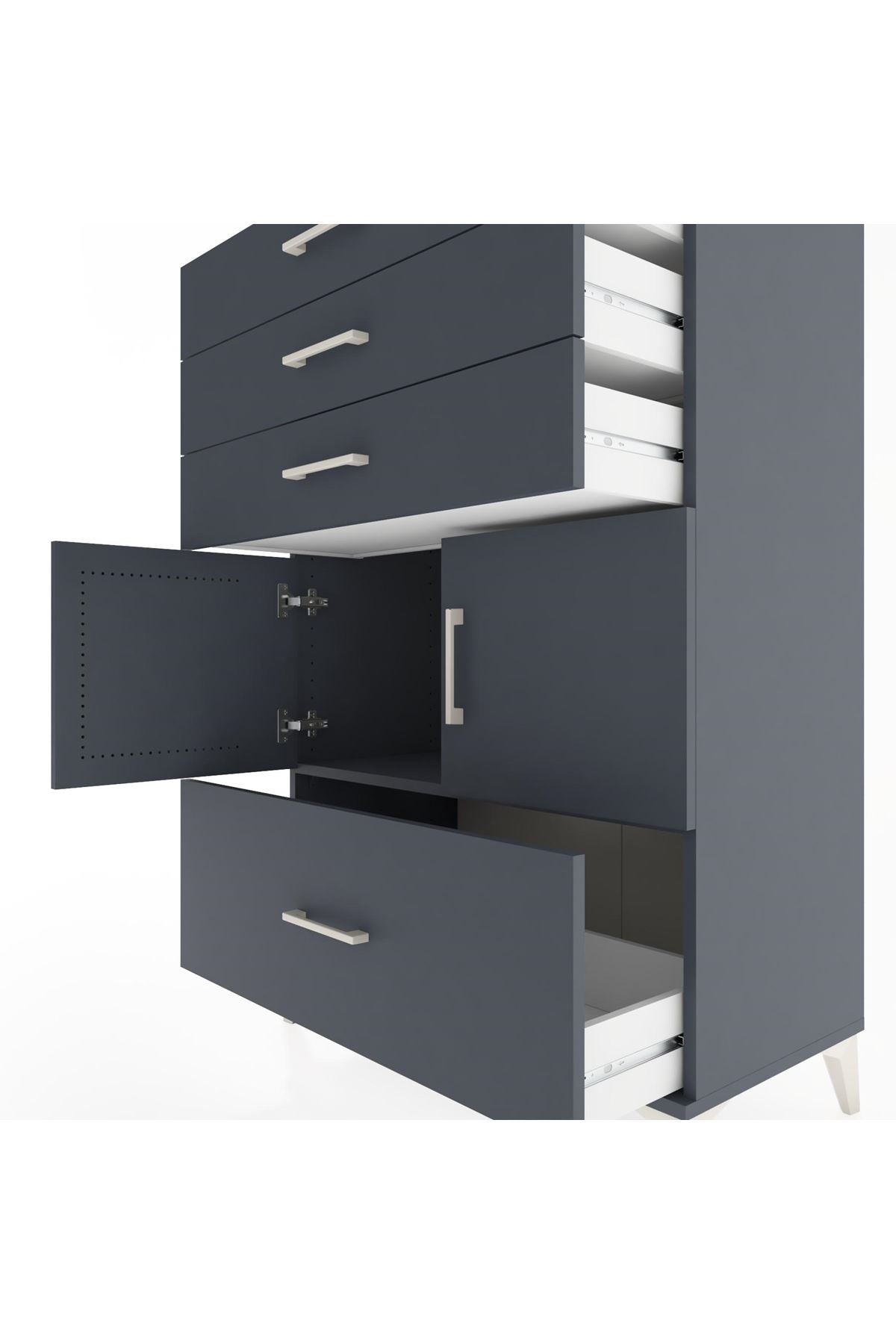 Hyperion Dolap Tek Raflı 4 Çekmeceli 2 Kapaklı 88x44x134 - S51M015V5B
