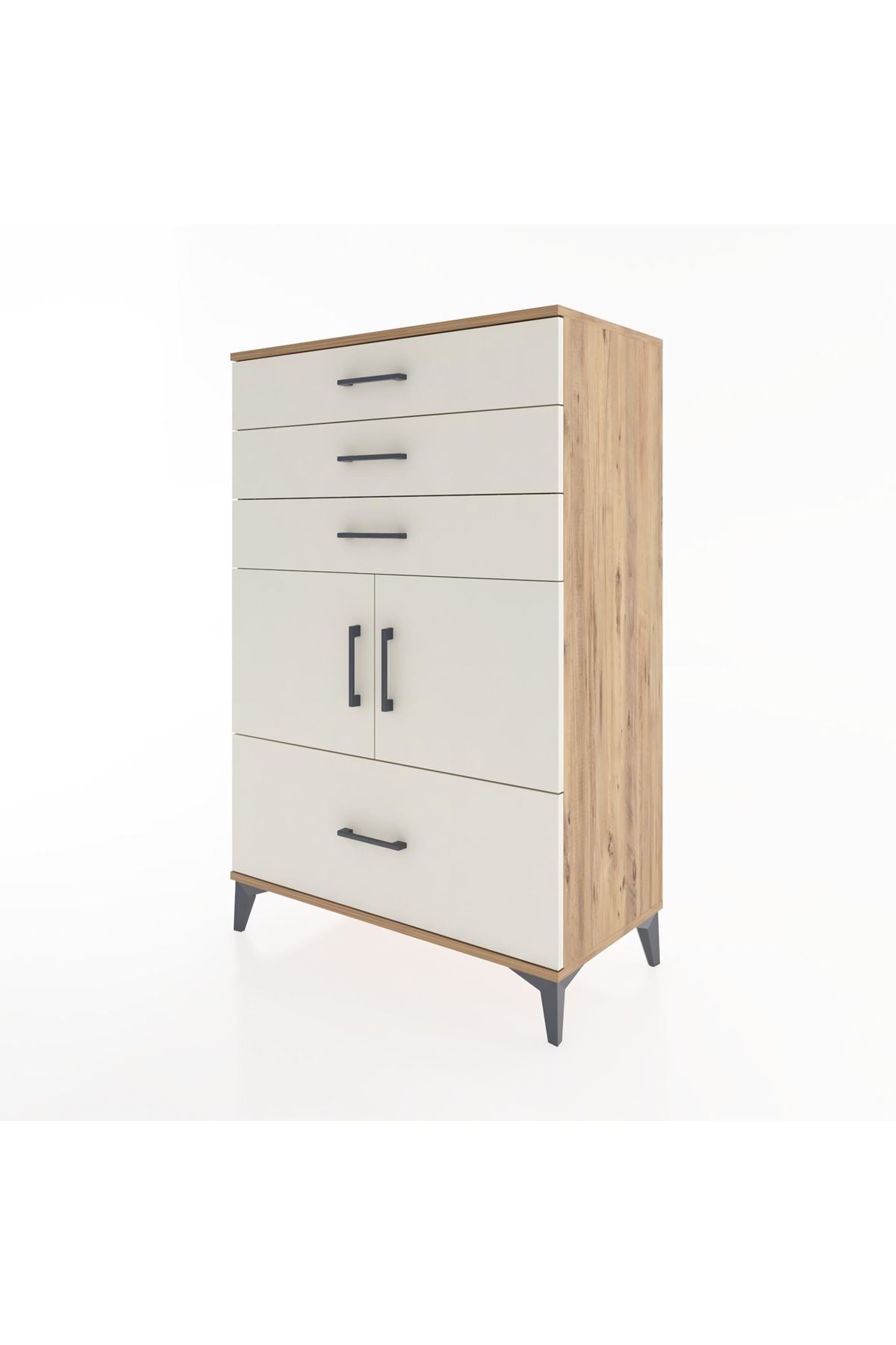 Hyperion Dolap Tek Raflı 4 Çekmeceli 2 Kapaklı 88x44x134 - S51M015V7B
