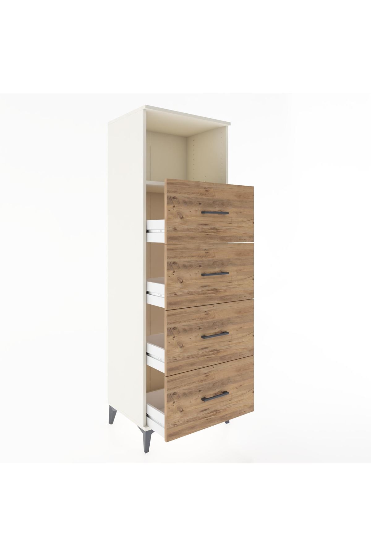 Hyperion Dolap Tek Raflı 4 Çekmeceli 60x44x182 - S56M052V3B