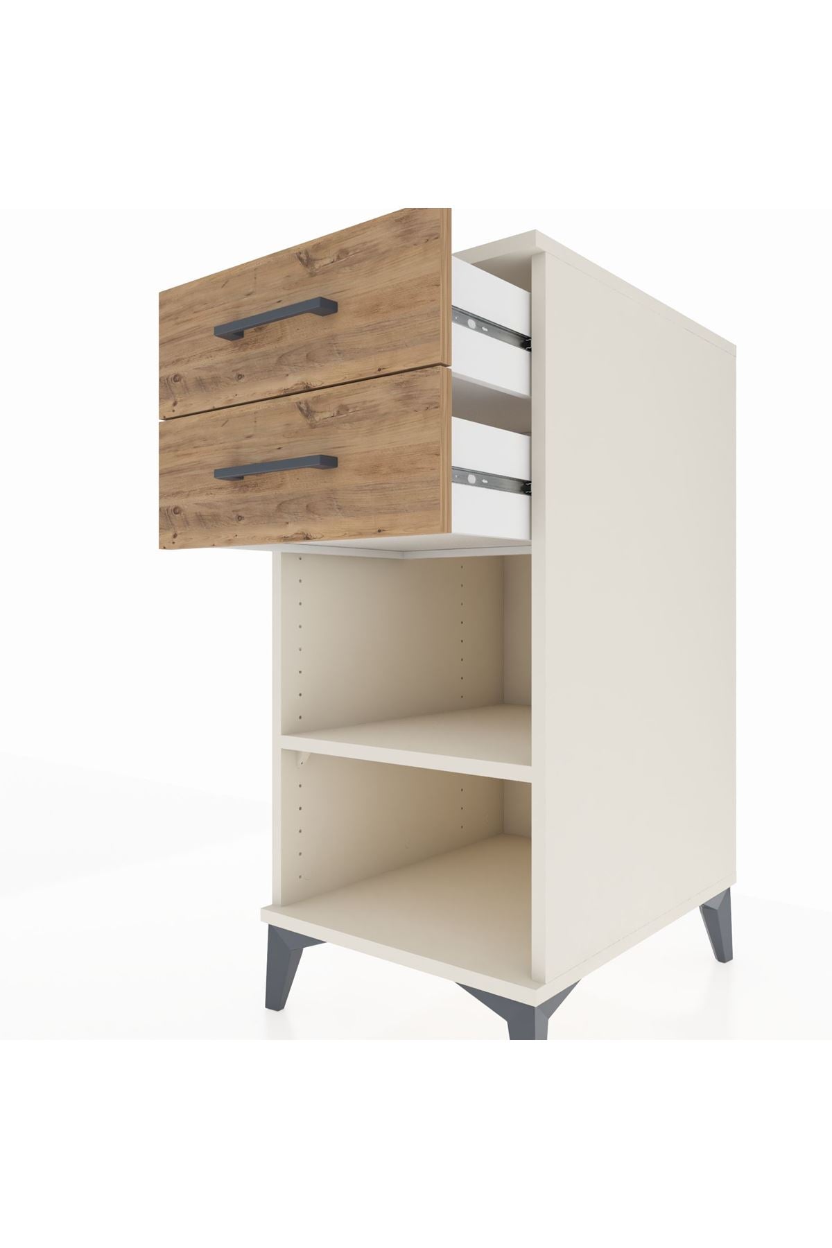 Kronos Komodin Tek Raflı 2 Çekmeceli 44x59x96 - S75M003V3C