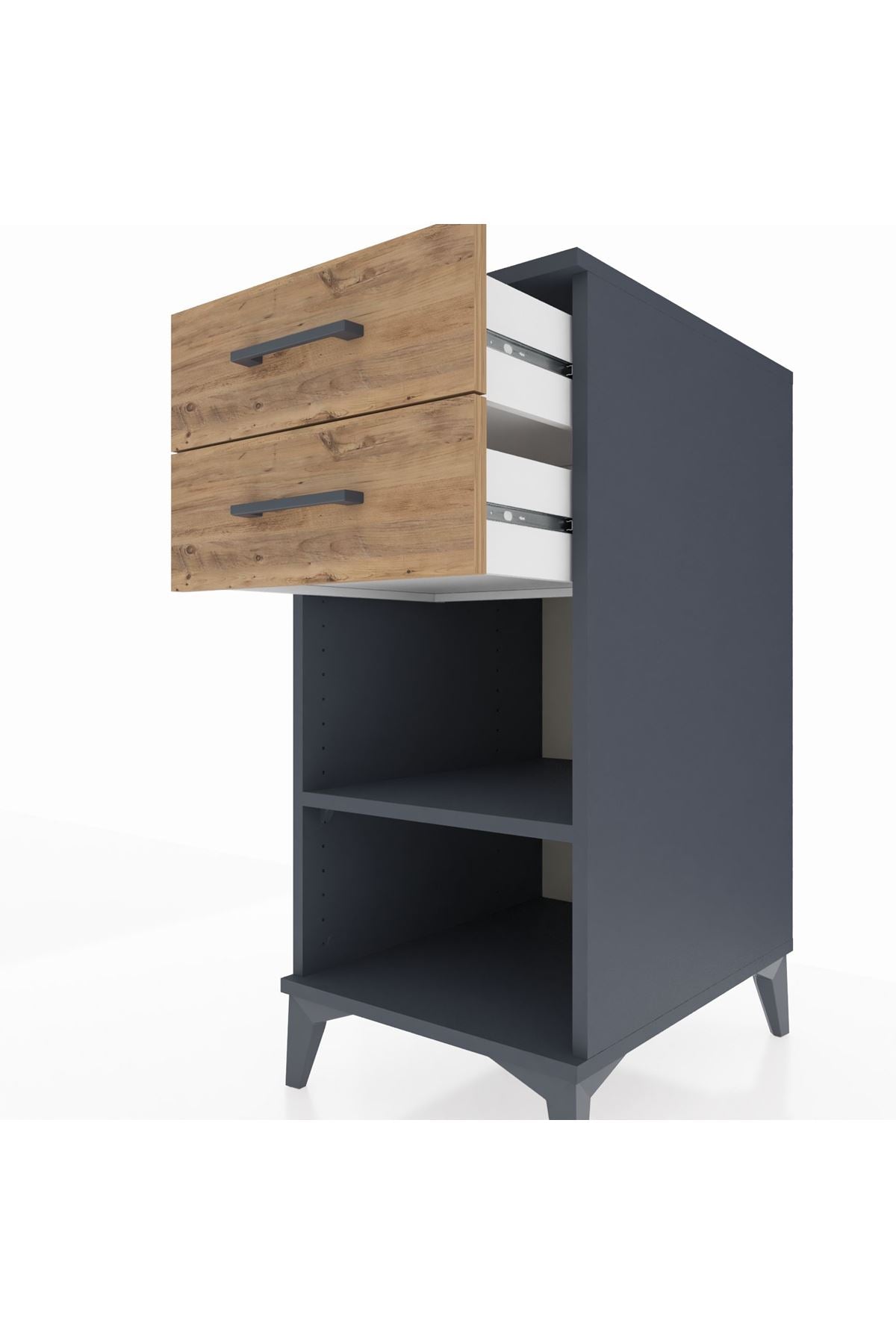 Kronos Komodin Tek Raflı 2 Çekmeceli 44x59x96 - S75M003V6C